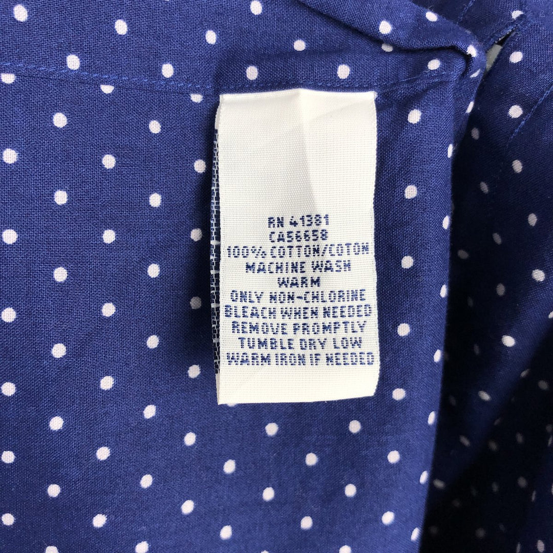 Ralph Lauren SLIM FIT long-sleeved cotton shirt with polka dot pattern, men's size L (approx.) cotton Navy blue Vintage Second Hand