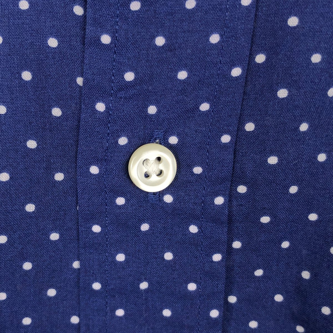 Ralph Lauren SLIM FIT long-sleeved cotton shirt with polka dot pattern, men's size L (approx.) cotton Navy blue Vintage Second Hand