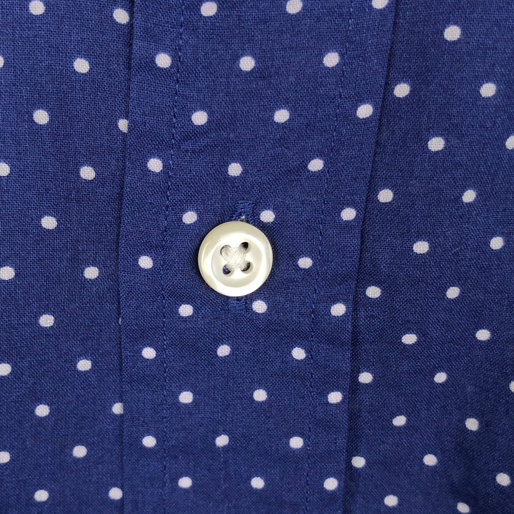 Ralph Lauren SLIM FIT long-sleeved cotton shirt with polka dot pattern, men's size L (approx.) cotton Navy blue Vintage Second Hand