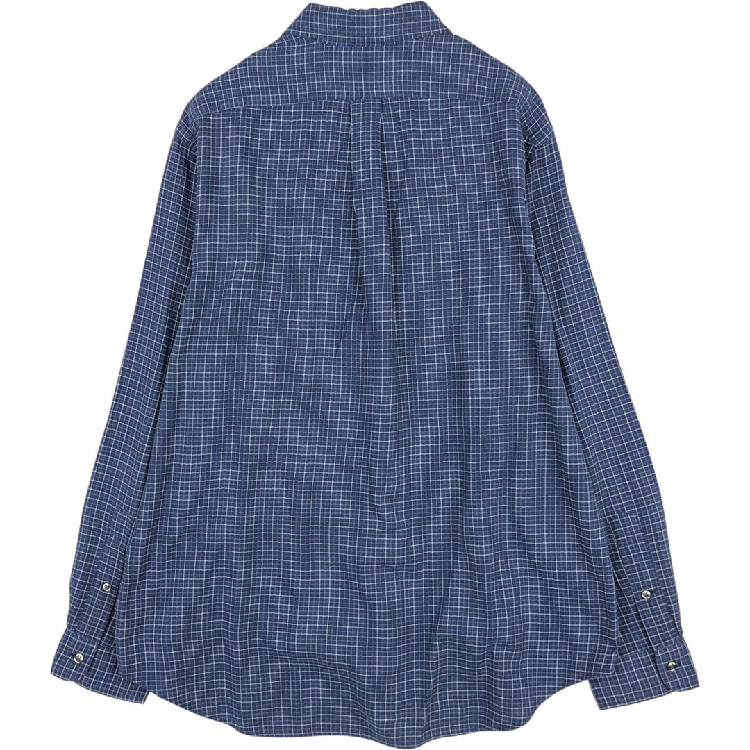 Ralph Lauren Classic Fit Long Sleeve Button Down Check Shirt Men's XL cotton Navy blue Vintage Second Hand