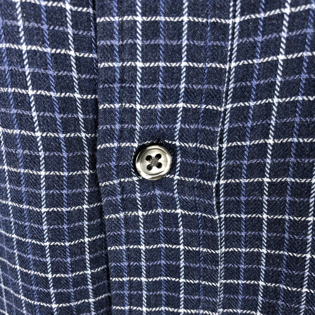 Ralph Lauren Classic Fit Long Sleeve Button Down Check Shirt Men's XL cotton Navy blue Vintage Second Hand