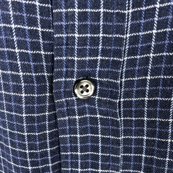 Ralph Lauren Classic Fit Long Sleeve Button Down Check Shirt Men's XL cotton Navy blue Vintage Second Hand