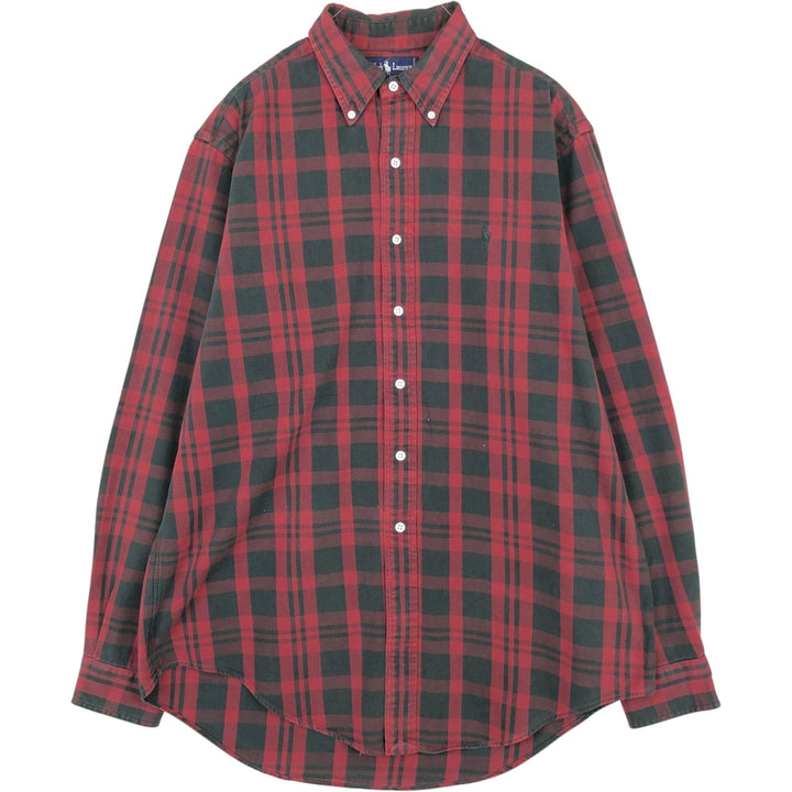 Ralph Lauren long sleeve button down check shirt, men's size L cotton red type Vintage Second Hand