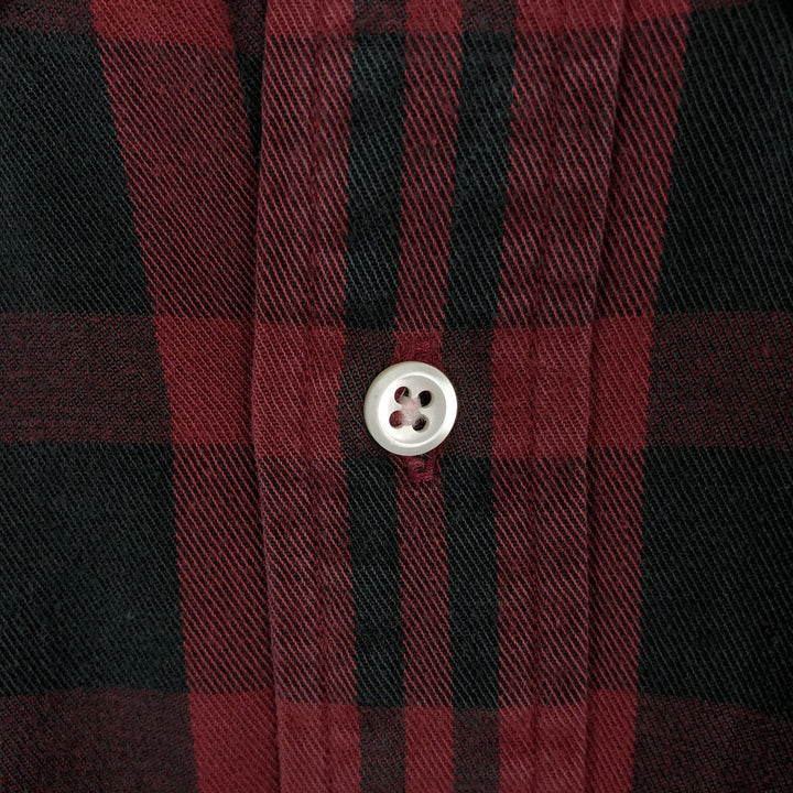 Ralph Lauren long sleeve button down check shirt, men's size L cotton red type Vintage Second Hand