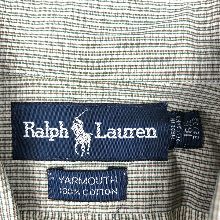 Ralph Lauren YARMOUTH Long Sleeve Button Down Check Shirt Men's XL cotton green type Vintage Second Hand