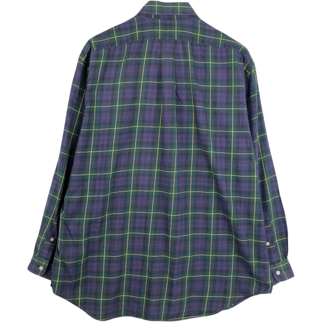 Ralph Lauren BLAKE long sleeve button down check shirt, men's size L cotton Green type dark green Vintage Second Hand
