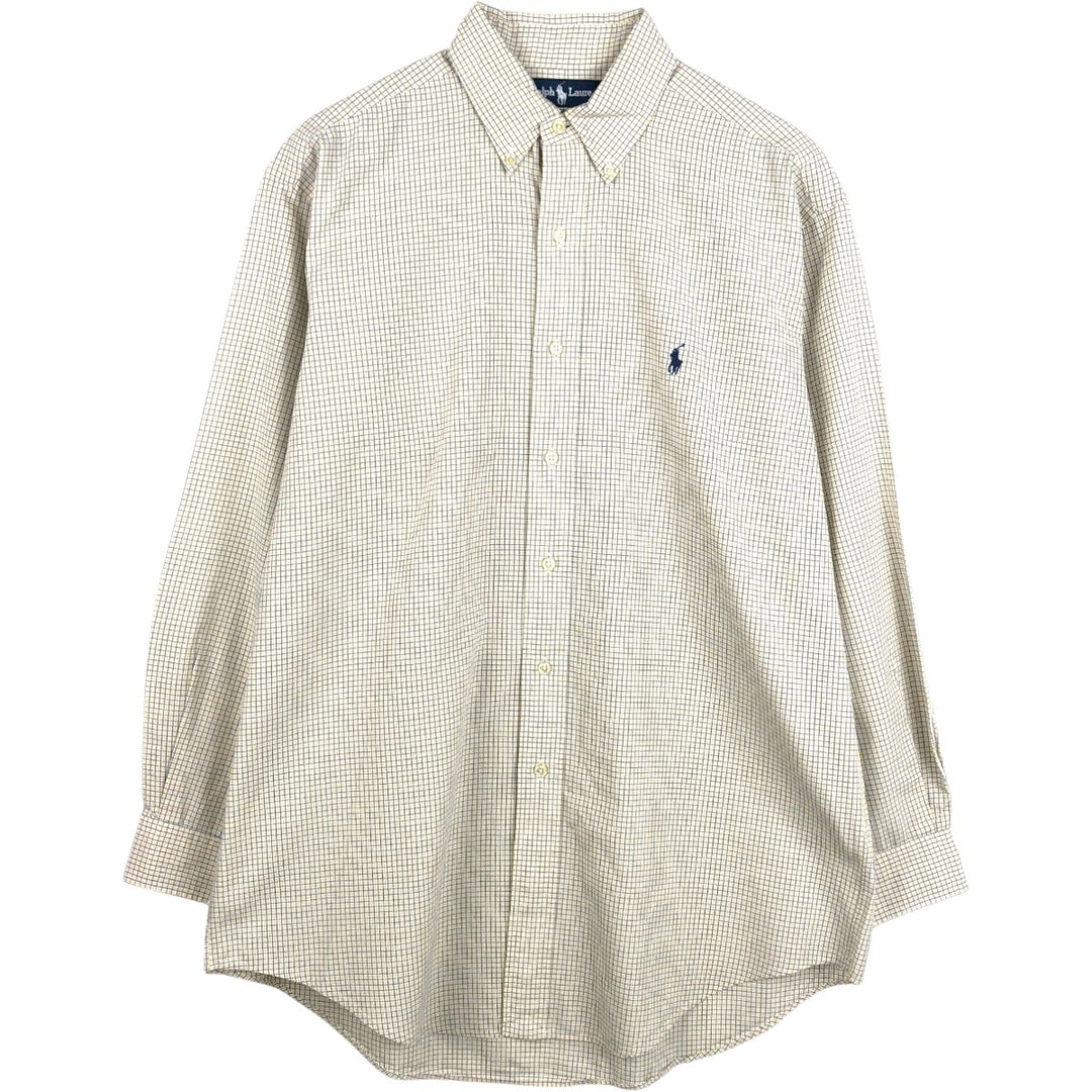 Ralph Lauren YARMOUTH Long-Sleeve Button-Down Check Shirt, Men's Size XL (approx.) cotton yellow type Vintage Second Hand