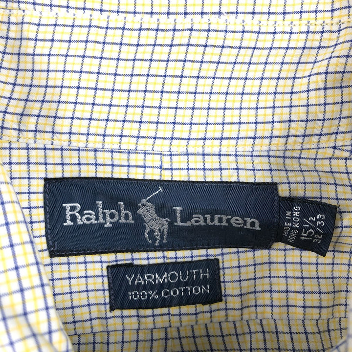 Ralph Lauren YARMOUTH Long-Sleeve Button-Down Check Shirt, Men's Size XL (approx.) cotton yellow type Vintage Second Hand