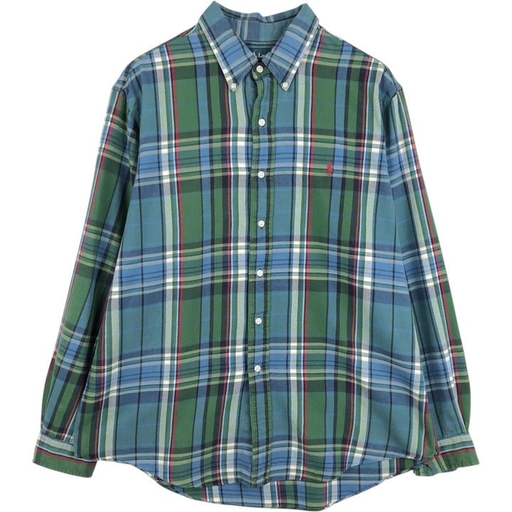 Ralph Lauren CUSTOM FIT long sleeve button down check shirt men's XL size cotton Green type dark green Vintage Second Hand