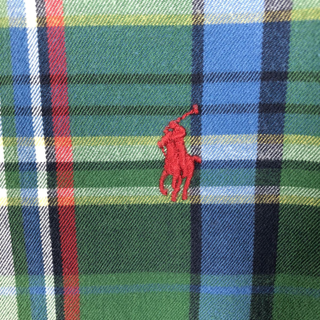 Ralph Lauren CUSTOM FIT long sleeve button down check shirt men's XL size cotton Green type dark green Vintage Second Hand
