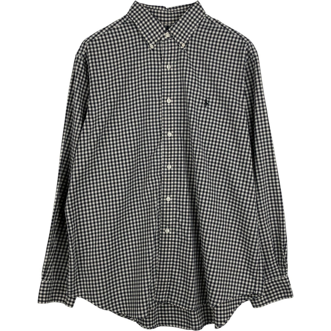 Ralph Lauren Classic Fit Gingham Check Long Sleeve Button Down Check Shirt Men's XL cotton black type Vintage Second Hand