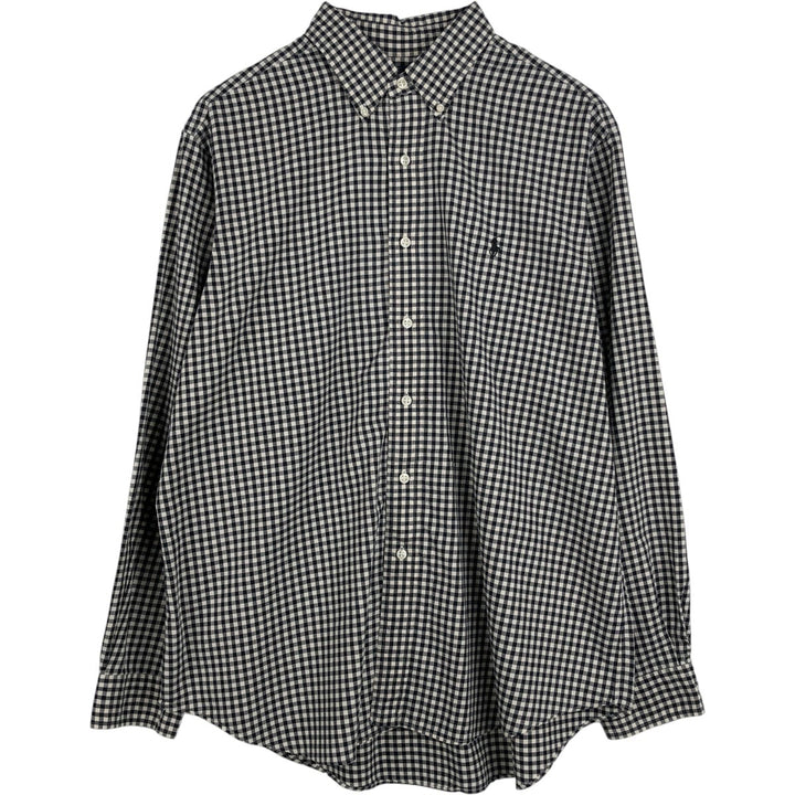 Ralph Lauren Classic Fit Gingham Check Long Sleeve Button Down Check Shirt Men's XL cotton black type Vintage Second Hand
