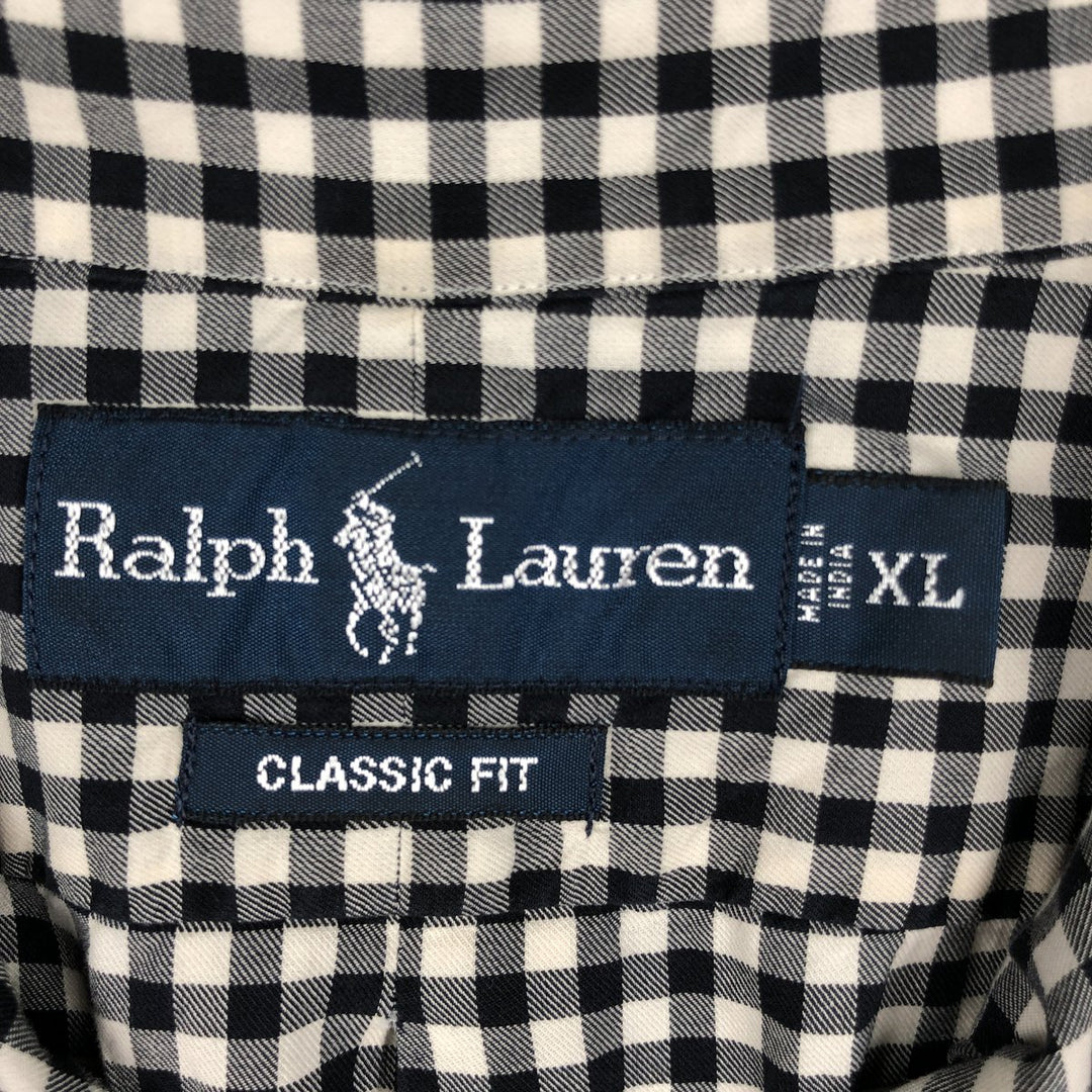 Ralph Lauren Classic Fit Gingham Check Long Sleeve Button Down Check Shirt Men's XL cotton black type Vintage Second Hand