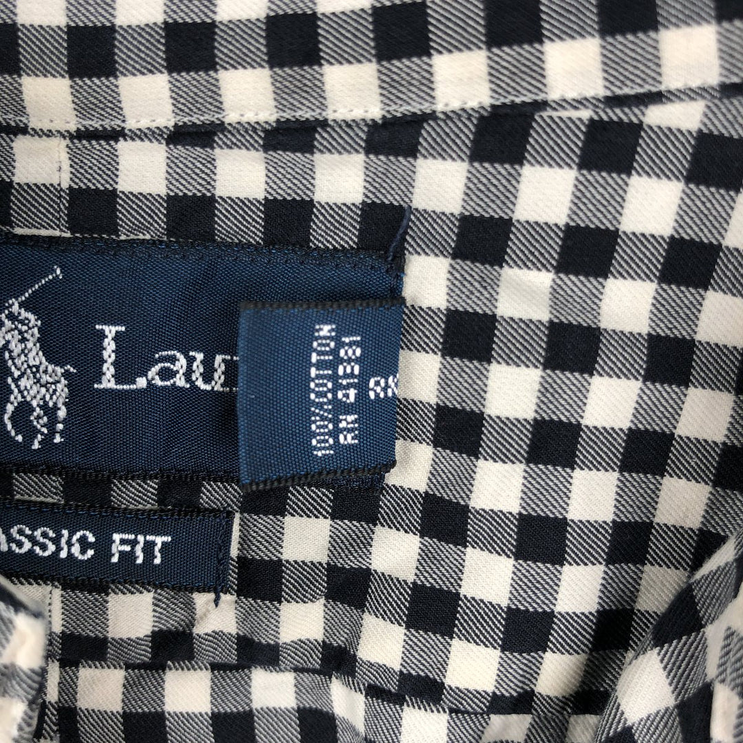 Ralph Lauren Classic Fit Gingham Check Long Sleeve Button Down Check Shirt Men's XL cotton black type Vintage Second Hand