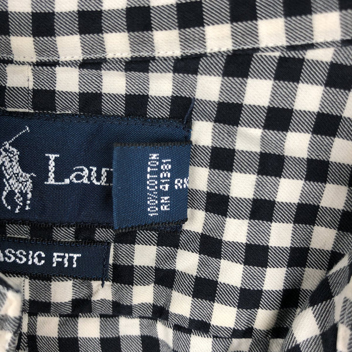 Ralph Lauren Classic Fit Gingham Check Long Sleeve Button Down Check Shirt Men's XL cotton black type Vintage Second Hand