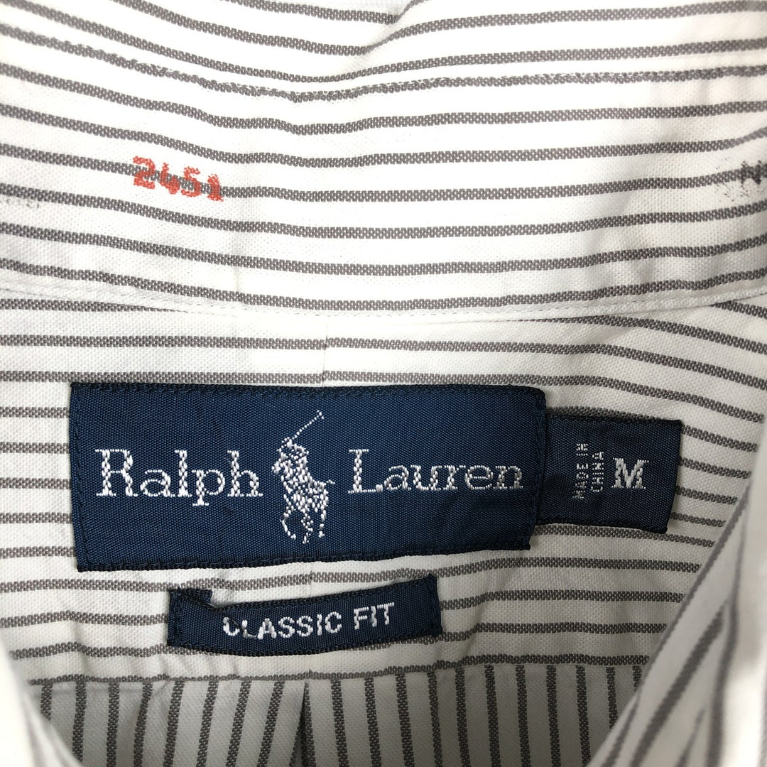 Ralph Lauren Classic Fit Long Sleeve Button Down Striped Shirt Men's M cotton white type Vintage Second Hand