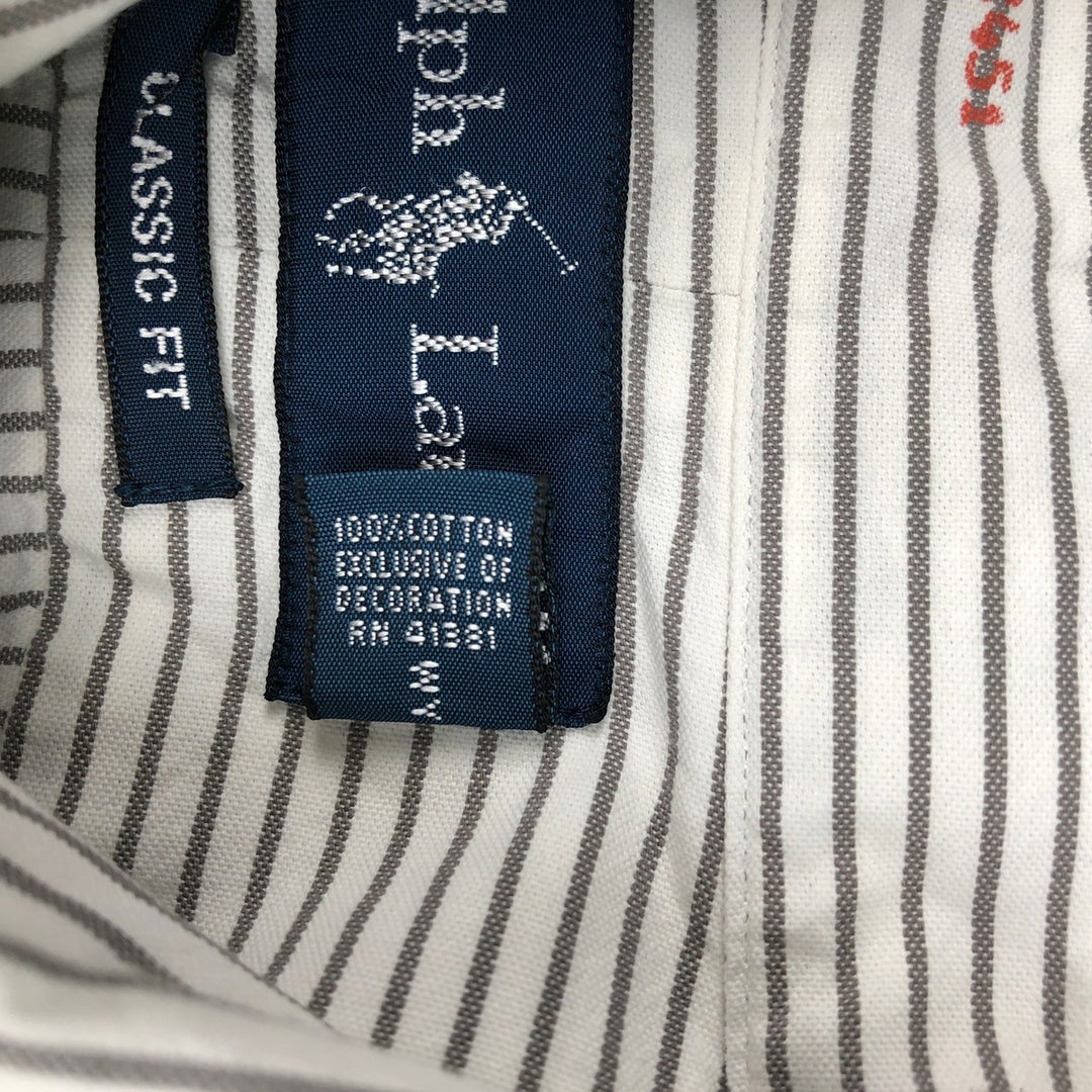 Ralph Lauren Classic Fit Long Sleeve Button Down Striped Shirt Men's M cotton white type Vintage Second Hand