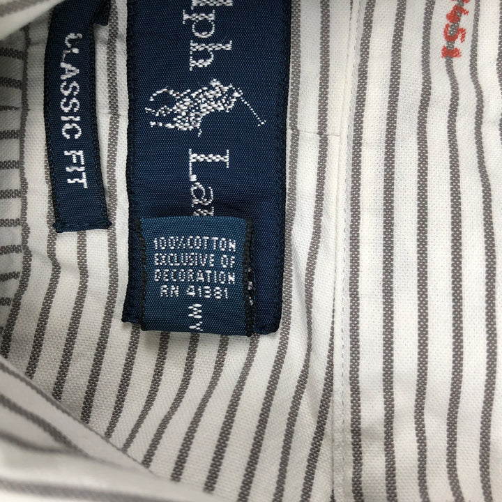 Ralph Lauren Classic Fit Long Sleeve Button Down Striped Shirt Men's M cotton white type Vintage Second Hand