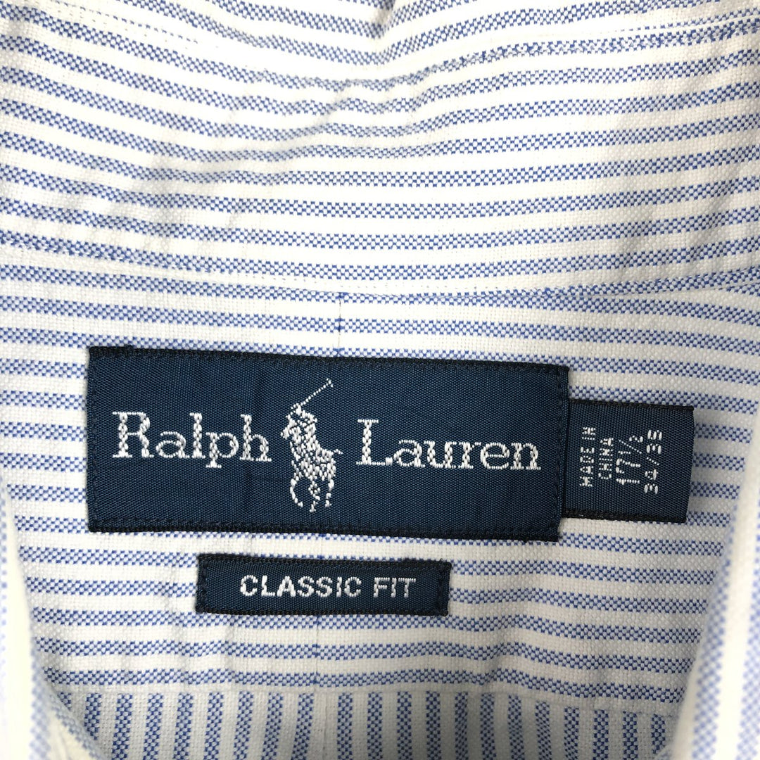 Ralph Lauren Classic Fit Long Sleeve Button Down Striped Shirt Men's XL cotton blue type Vintage Second Hand