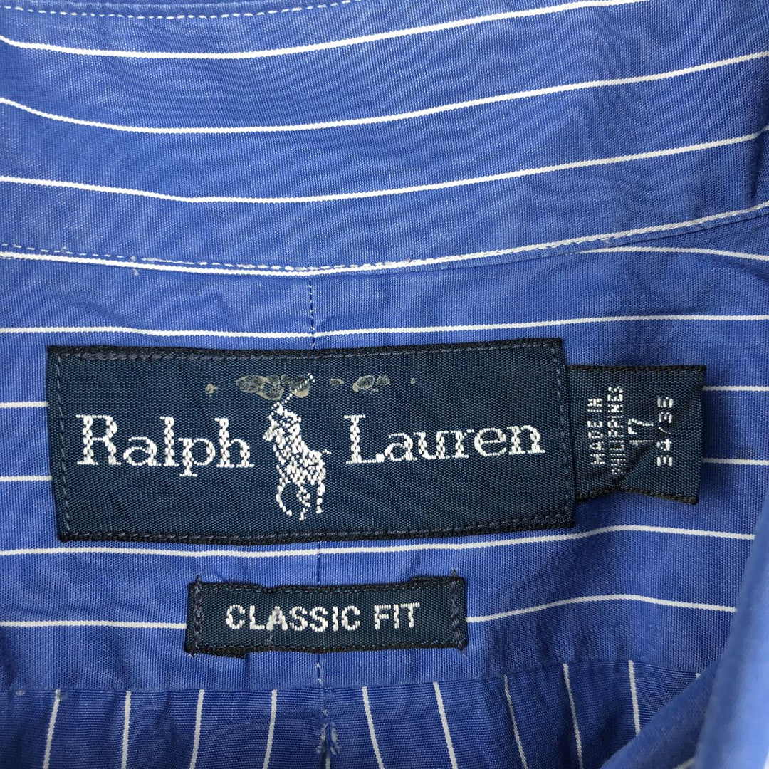 Ralph Lauren Classic Fit Long Sleeve Button Down Striped Shirt Men's XL cotton blue type Vintage Second Hand
