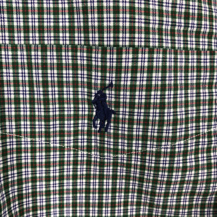 Ralph Lauren BLAIRE long sleeve button down check shirt, men's XL size cotton green type Vintage Second Hand