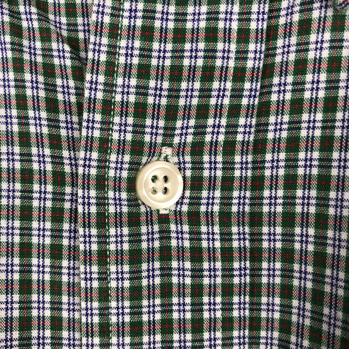 Ralph Lauren BLAIRE long sleeve button down check shirt, men's XL size cotton green type Vintage Second Hand