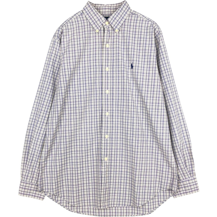 Ralph Lauren Classic Fit Long Sleeve Button Down Check Shirt Men's M cotton purple type Vintage Second Hand