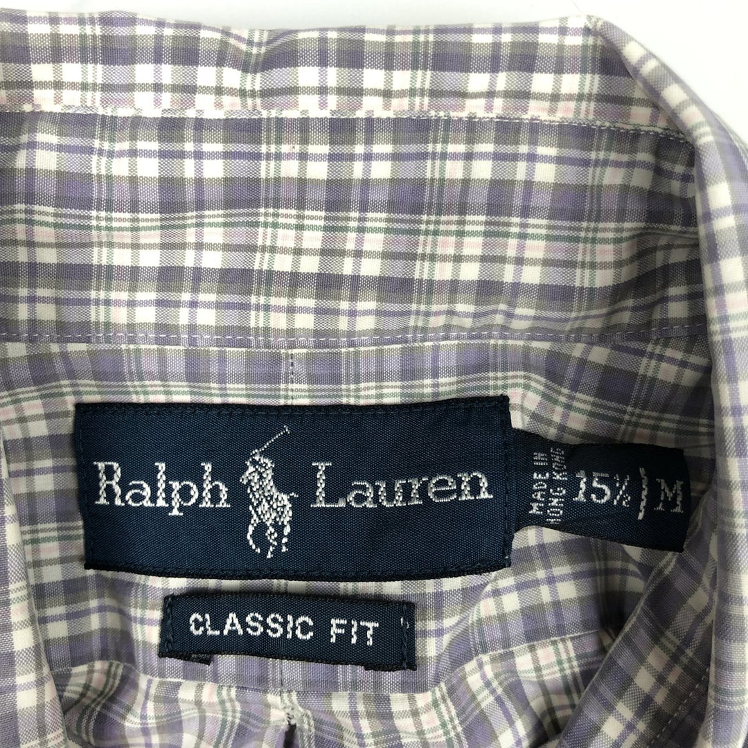 Ralph Lauren Classic Fit Long Sleeve Button Down Check Shirt Men's M cotton purple type Vintage Second Hand