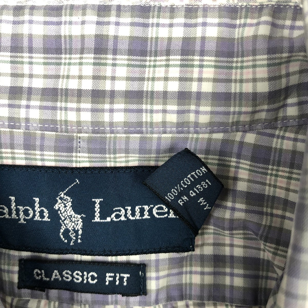 Ralph Lauren Classic Fit Long Sleeve Button Down Check Shirt Men's M cotton purple type Vintage Second Hand
