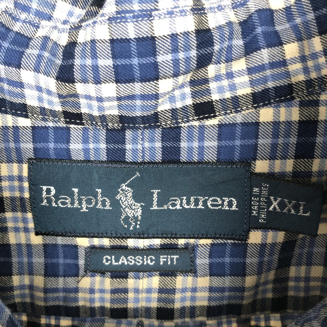 Ralph Lauren Classic Fit Long Sleeve Button Down Striped Shirt Men's XXL cotton blue type Vintage Second Hand