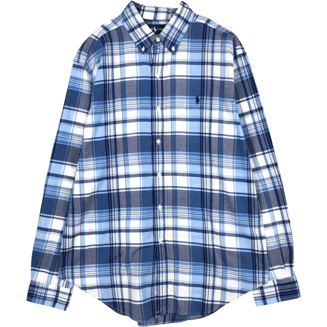 Ralph Lauren Classic Fit Long Sleeve Button Down Check Shirt Men's Size L cotton blue type Vintage Second Hand