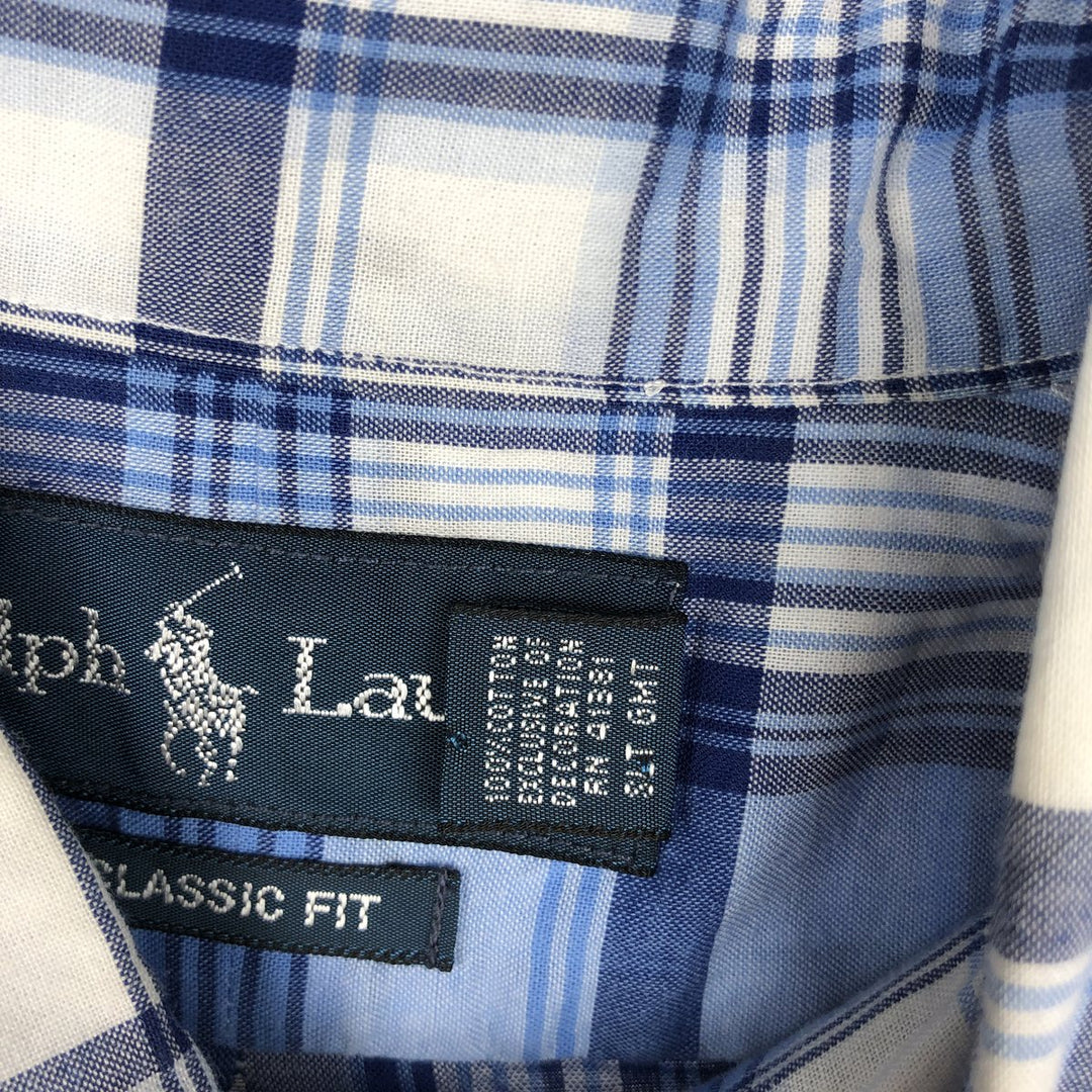 Ralph Lauren Classic Fit Long Sleeve Button Down Check Shirt Men's Size L cotton blue type Vintage Second Hand