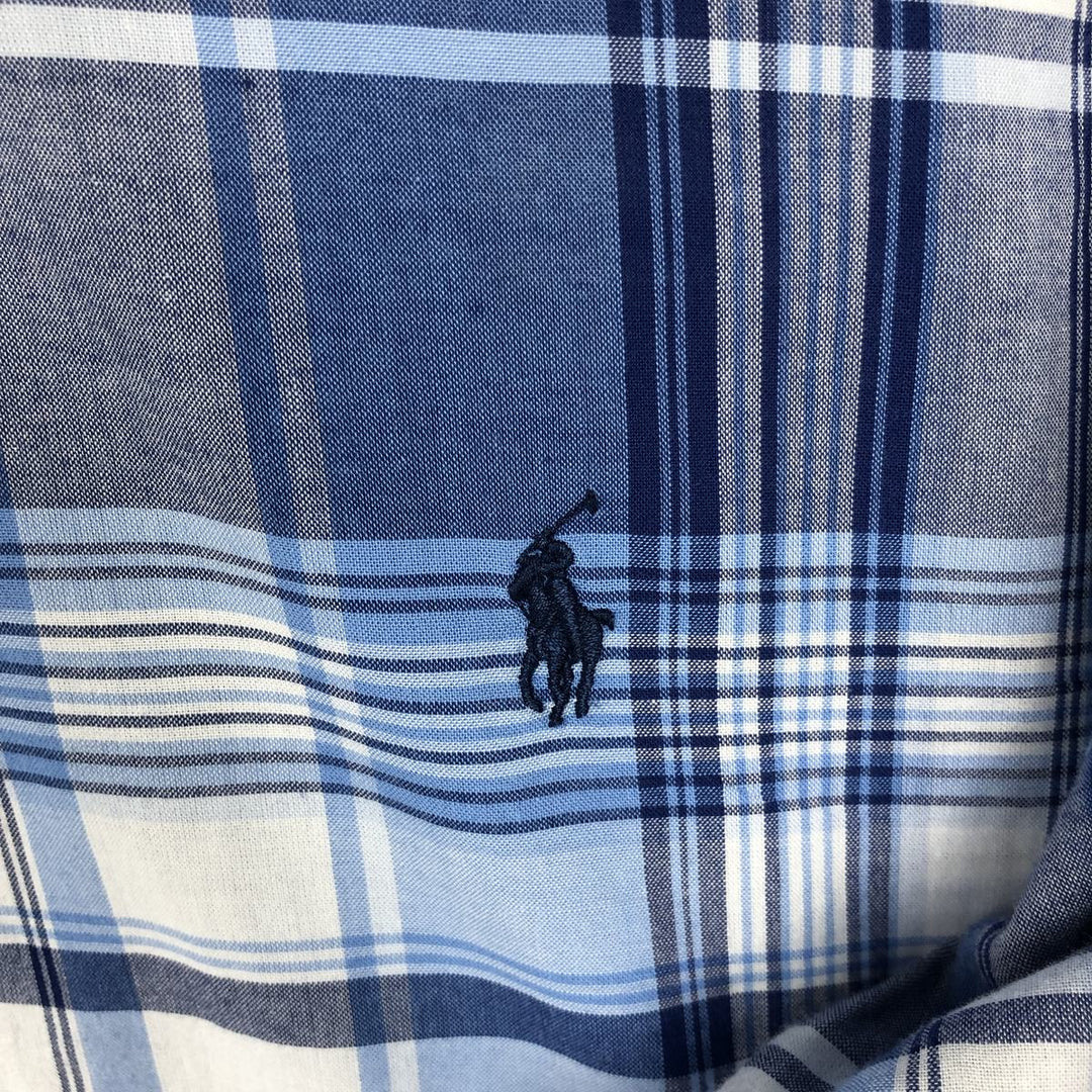 Ralph Lauren Classic Fit Long Sleeve Button Down Check Shirt Men's Size L cotton blue type Vintage Second Hand