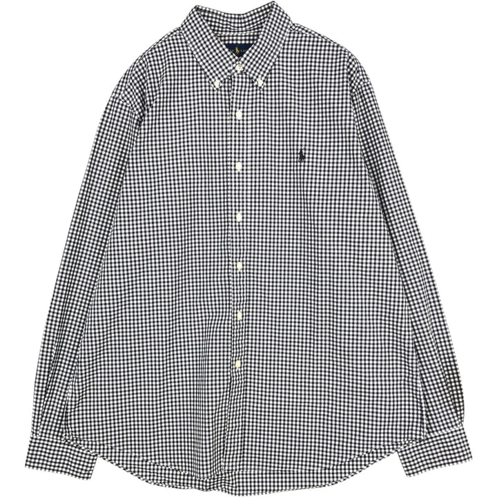 Ralph Lauren Gingham Check Long Sleeve Button-Down Check Shirt Men's XL cotton white type Vintage Second Hand