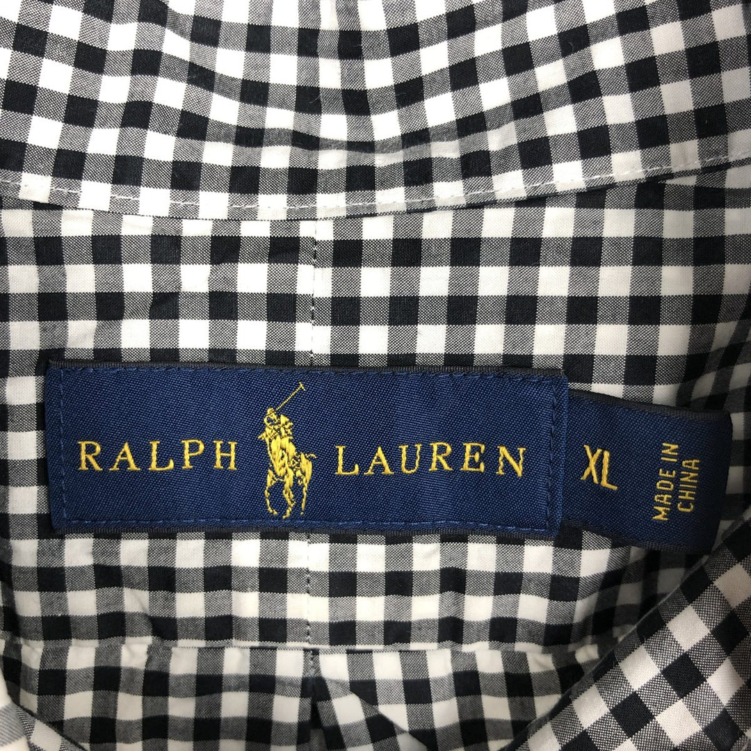 Ralph Lauren Gingham Check Long Sleeve Button-Down Check Shirt Men's XL cotton white type Vintage Second Hand