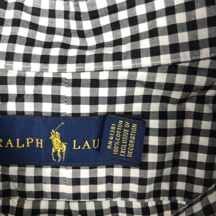 Ralph Lauren Gingham Check Long Sleeve Button-Down Check Shirt Men's XL cotton white type Vintage Second Hand