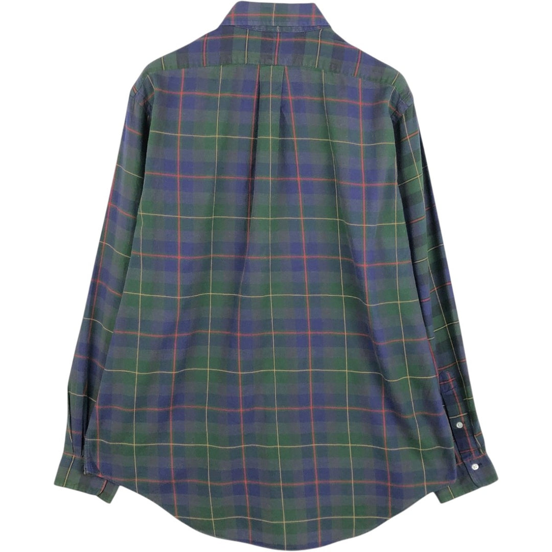 Ralph Lauren long-sleeved button-down check shirt, men's size L (approx.) cotton navy blue type Vintage Second Hand