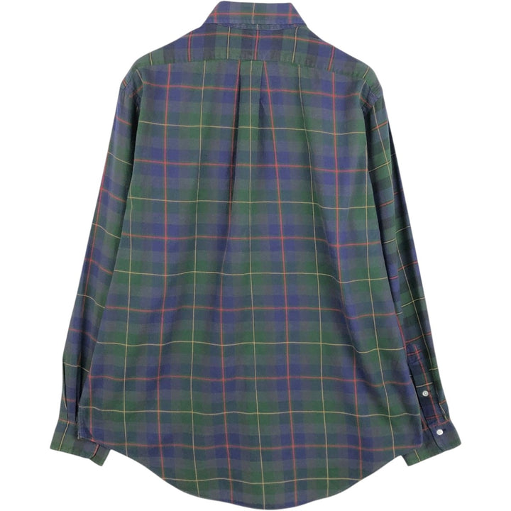 Ralph Lauren long-sleeved button-down check shirt, men's size L (approx.) cotton navy blue type Vintage Second Hand