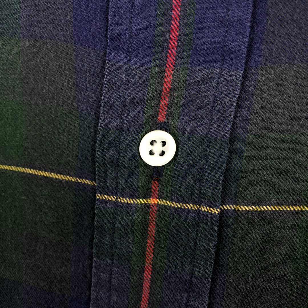 Ralph Lauren long-sleeved button-down check shirt, men's size L (approx.) cotton navy blue type Vintage Second Hand