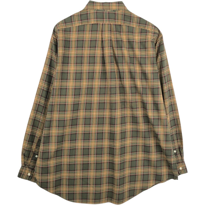 Ralph Lauren CLASSIC FIT Long-Sleeve Button-Down Check Shirt, Men's Size XL (approx.) cotton green type Vintage Second Hand