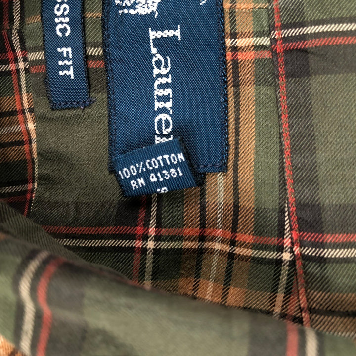 Ralph Lauren CLASSIC FIT Long-Sleeve Button-Down Check Shirt, Men's Size XL (approx.) cotton green type Vintage Second Hand