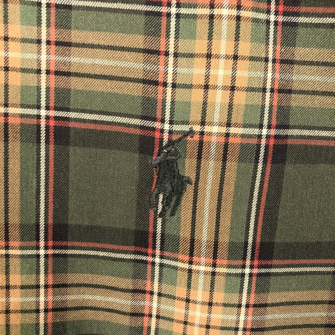 Ralph Lauren CLASSIC FIT Long-Sleeve Button-Down Check Shirt, Men's Size XL (approx.) cotton green type Vintage Second Hand