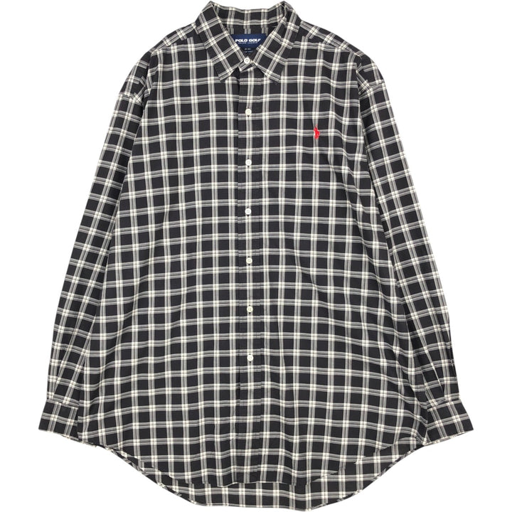 Ralph Lauren POLO GOLF LOFTING Long-Sleeve Cotton Check Shirt, Men's Size L (approx.) cotton black type Vintage Second Hand