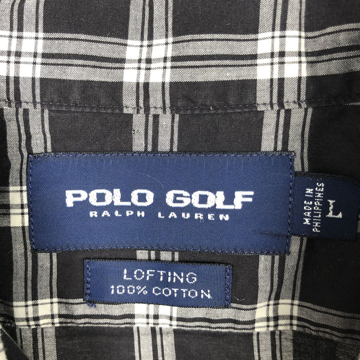 Ralph Lauren POLO GOLF LOFTING Long-Sleeve Cotton Check Shirt, Men's Size L (approx.) cotton black type Vintage Second Hand