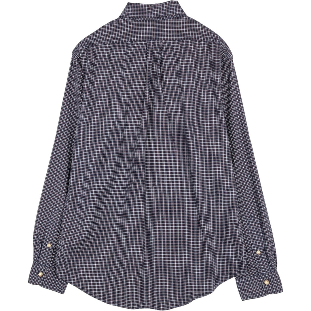 Ralph Lauren CUSTOM FIT long sleeve button down check shirt men's size M cotton navy blue type Vintage Second Hand
