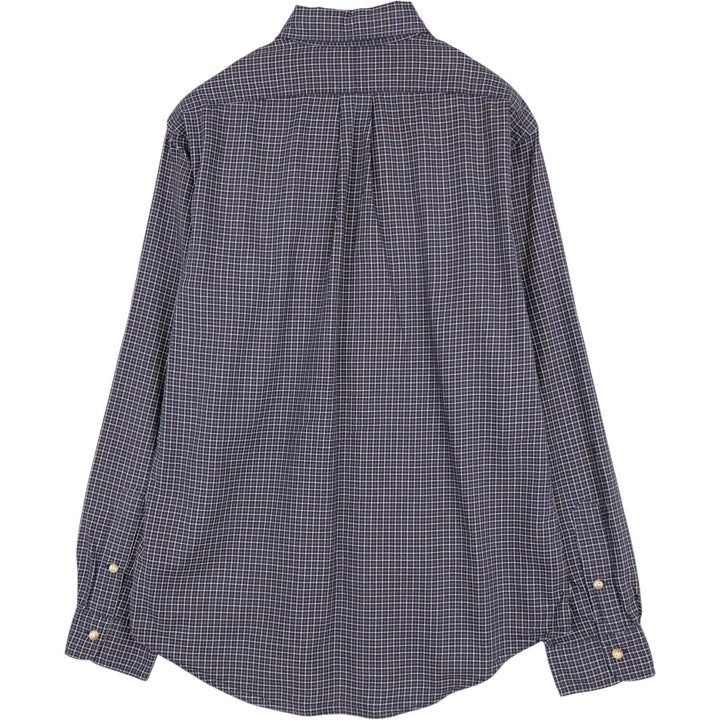 Ralph Lauren CUSTOM FIT long sleeve button down check shirt men's size M cotton navy blue type Vintage Second Hand