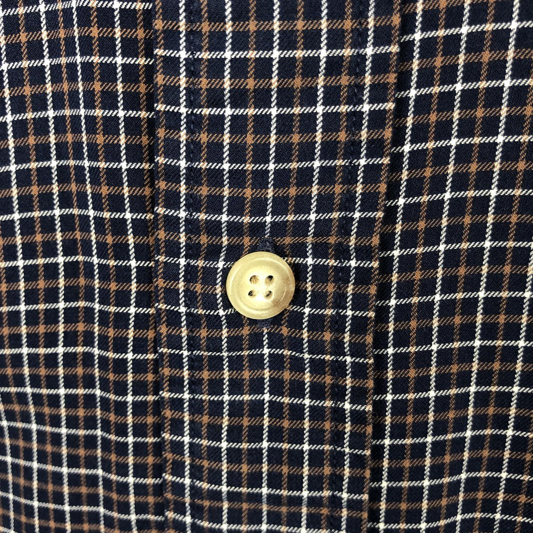 Ralph Lauren CUSTOM FIT long sleeve button down check shirt men's size M cotton navy blue type Vintage Second Hand