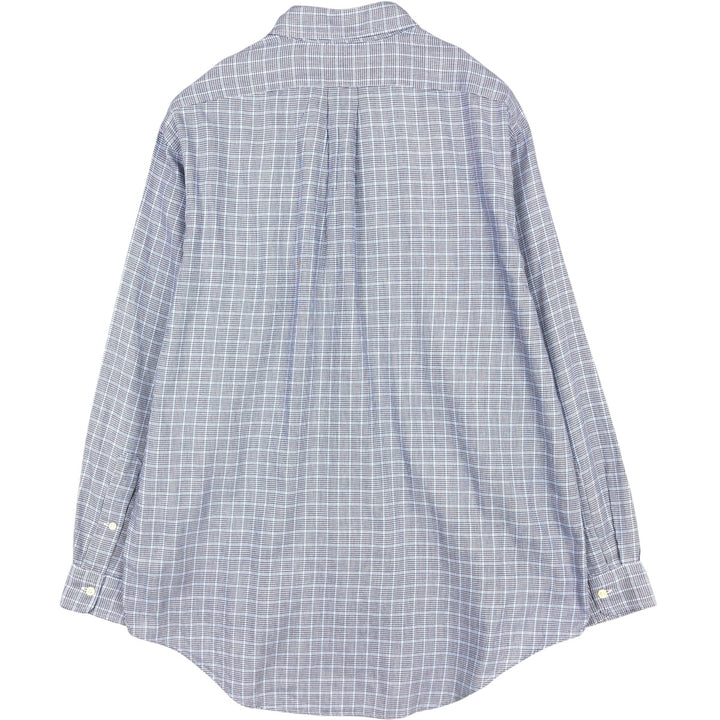 Ralph Lauren YARMOUTH Houndstooth Pattern Long-Sleeve Button-Down Check Shirt, Men's Size XL (approx.) cotton blue type Vintage Second Hand