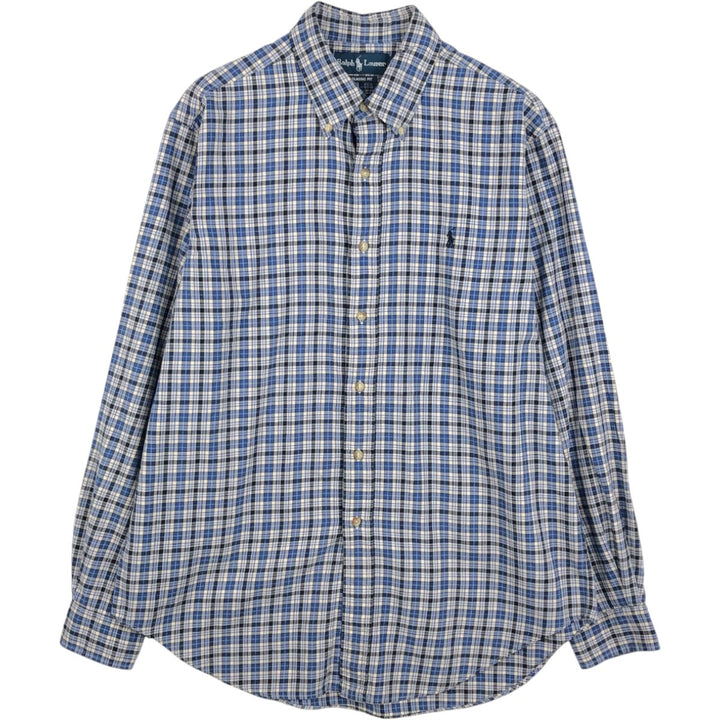 Ralph Lauren Classic Fit Long Sleeve Button Down Check Shirt, Men's Size L cotton blue type Vintage Second Hand