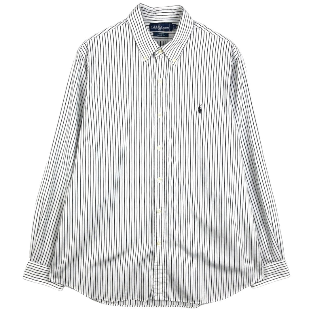 Ralph Lauren REGENT CLASSICFIT Long-Sleeve Button-Down Striped Shirt, Men's Size XL (approx.) cotton white type Vintage Second Hand